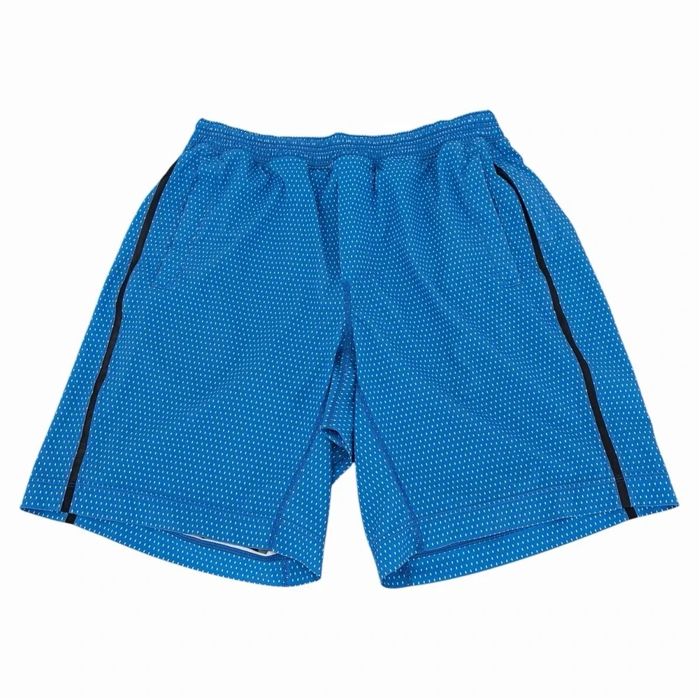 Lululemon Men's Pace‎ Breaker Short 9'' Lined Blue White Polka Dot Size L VTG